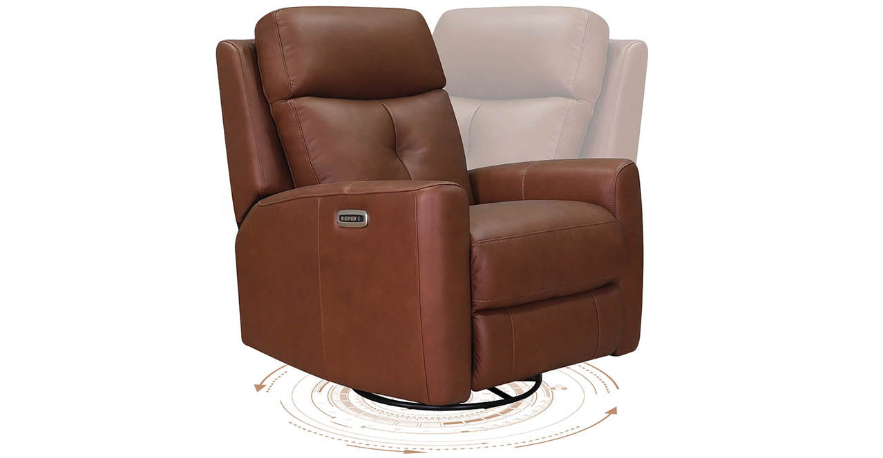 Sterling Power and Manual Swivel Glider Leather Recliner