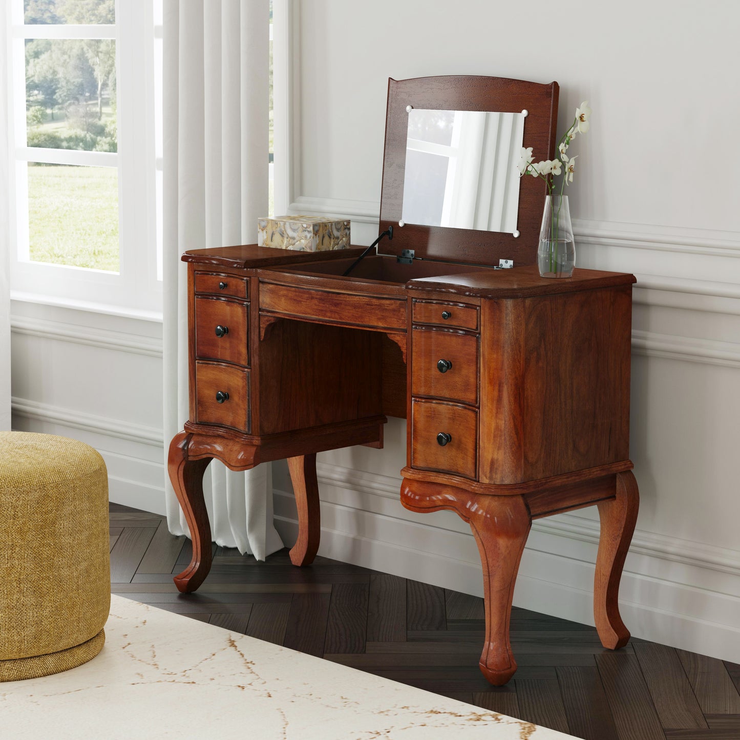 Charlotte Vanity Desk with Storage in Brown  0735101