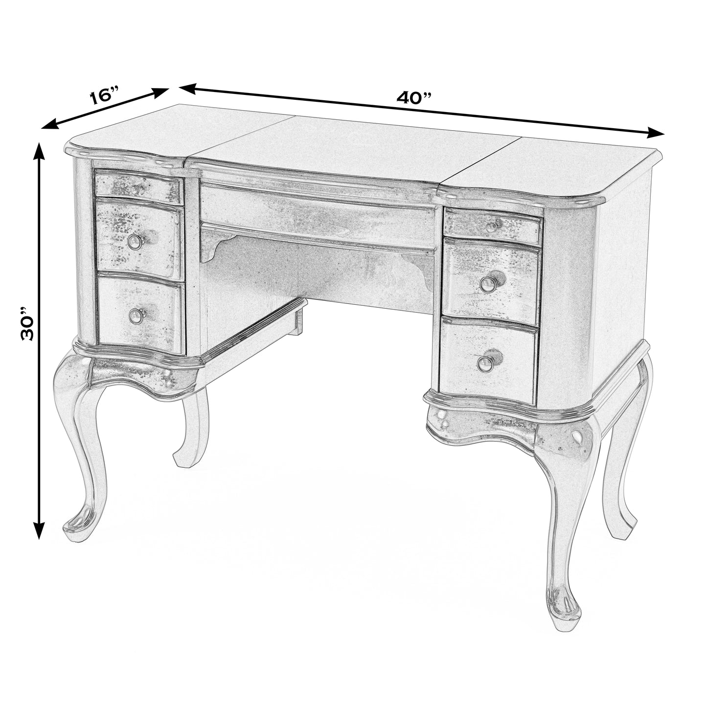 Charlotte Vanity Desk with Storage in Beige  0735424