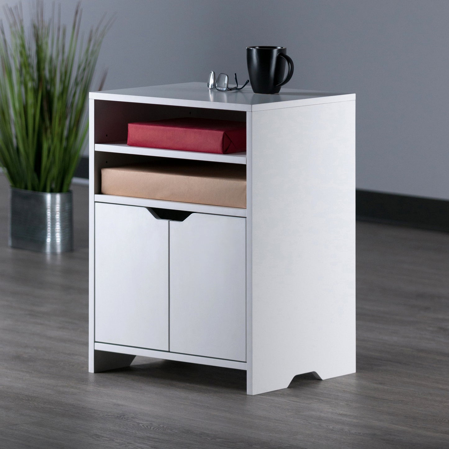 Nova Open Shelf Storage Cabinet, White