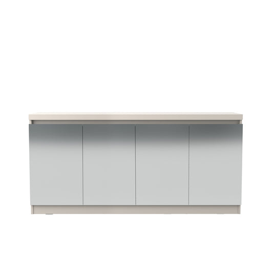 Manhattan Comfort Viennese 62.99 in. 6-Shelf Buffet Cabinet with Mirrors in Off White 105955