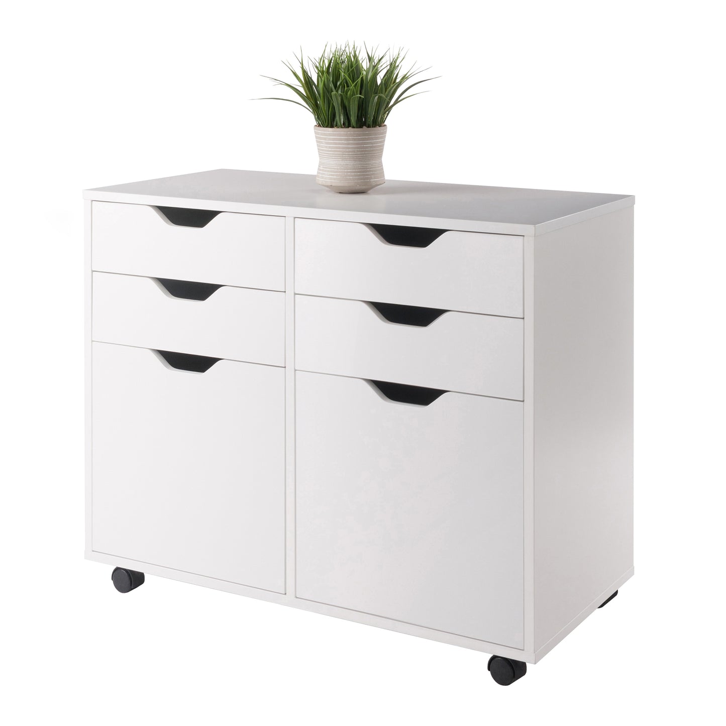 Halifax Wide 2-Door Storage Cabinet, 4-Drawer, White