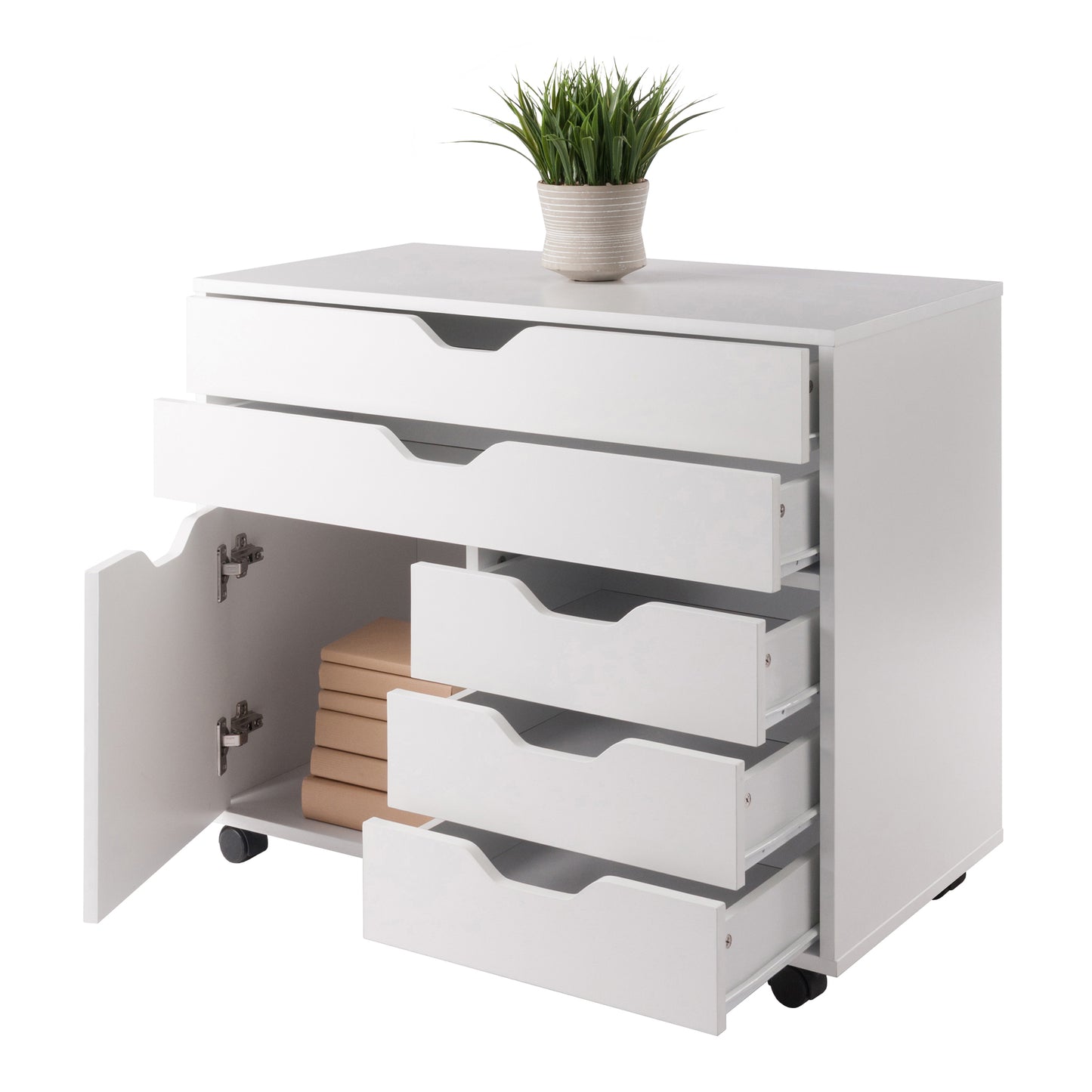 Halifax Wide Storage Cabinet, 3-Small and 2-Wide Drawers, White