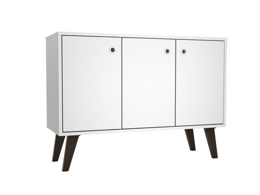 Manhattan Comfort Mid-Century- Modern Bromma 35.43" Sideboard 2.0 with 3 Shelves in White 155AMC200