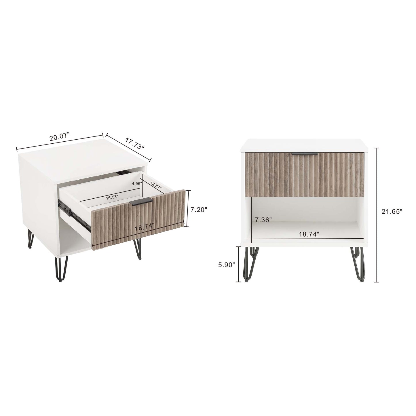 Manhattan Comfort 2-Piece DUMBO Modern Standard 3-Drawer Dresser and Nightstand