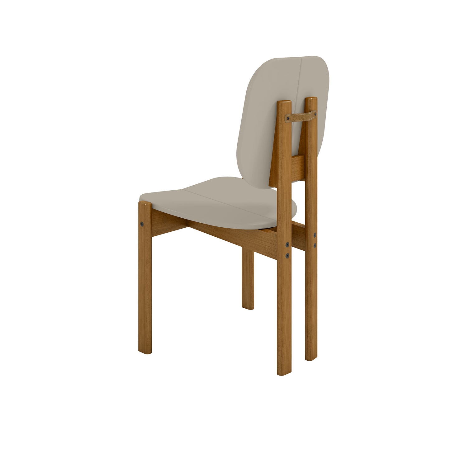 Manhattan Comfort Mid-Century Modern Gales Dining Chair with Solid Wood Legs in Greige - Set of 4 2-DC-83938-OW