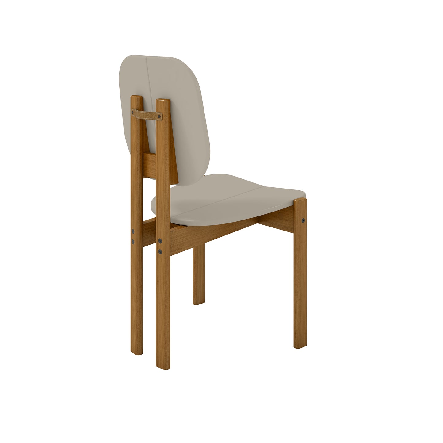 Manhattan Comfort Mid-Century Modern Gales Dining Chair with Solid Wood Legs in Greige - Set of 4 2-DC-83938-OW