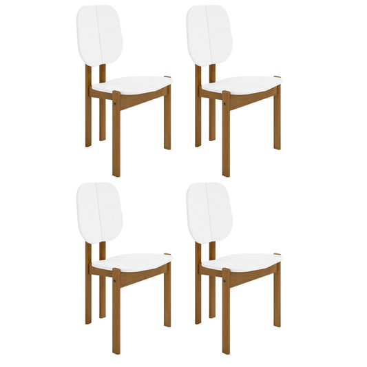 Manhattan Comfort Mid-Century Modern Gales Dining Chair with Solid Wood Legs in White - Set of 4 2-DC-83938-WH