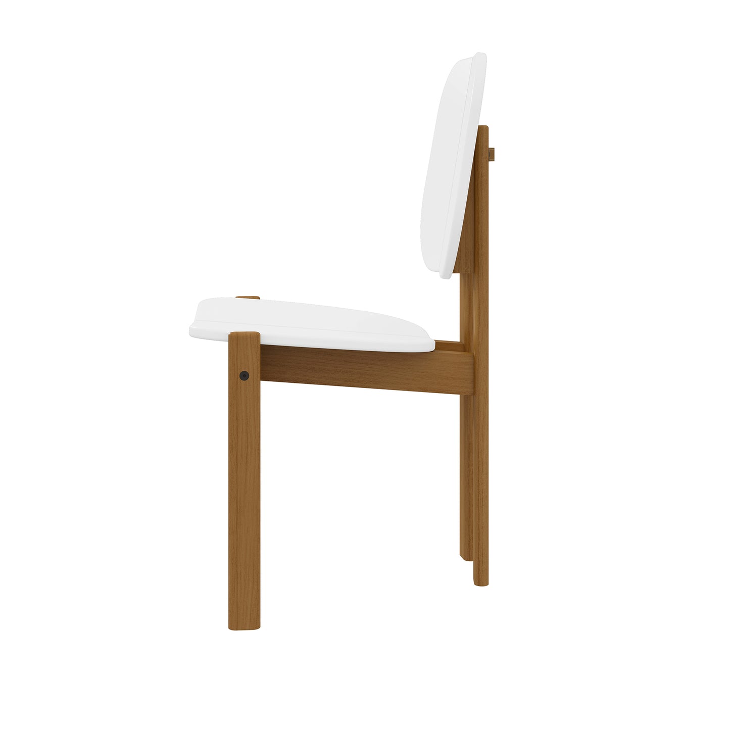 Manhattan Comfort Mid-Century Modern Gales Dining Chair with Solid Wood Legs in White - Set of 4 2-DC-83938-WH