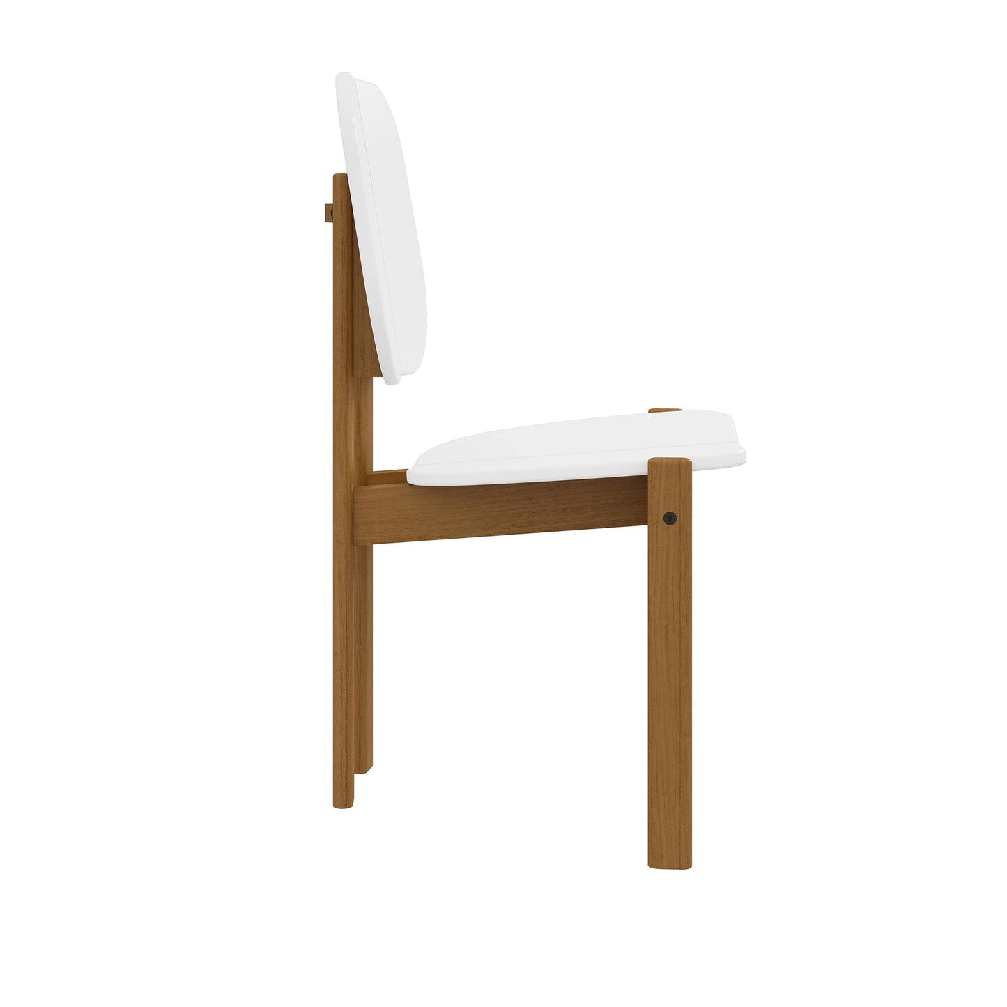 Manhattan Comfort Mid-Century Modern Gales Dining Chair with Solid Wood Legs in White - Set of 4 2-DC-83938-WH