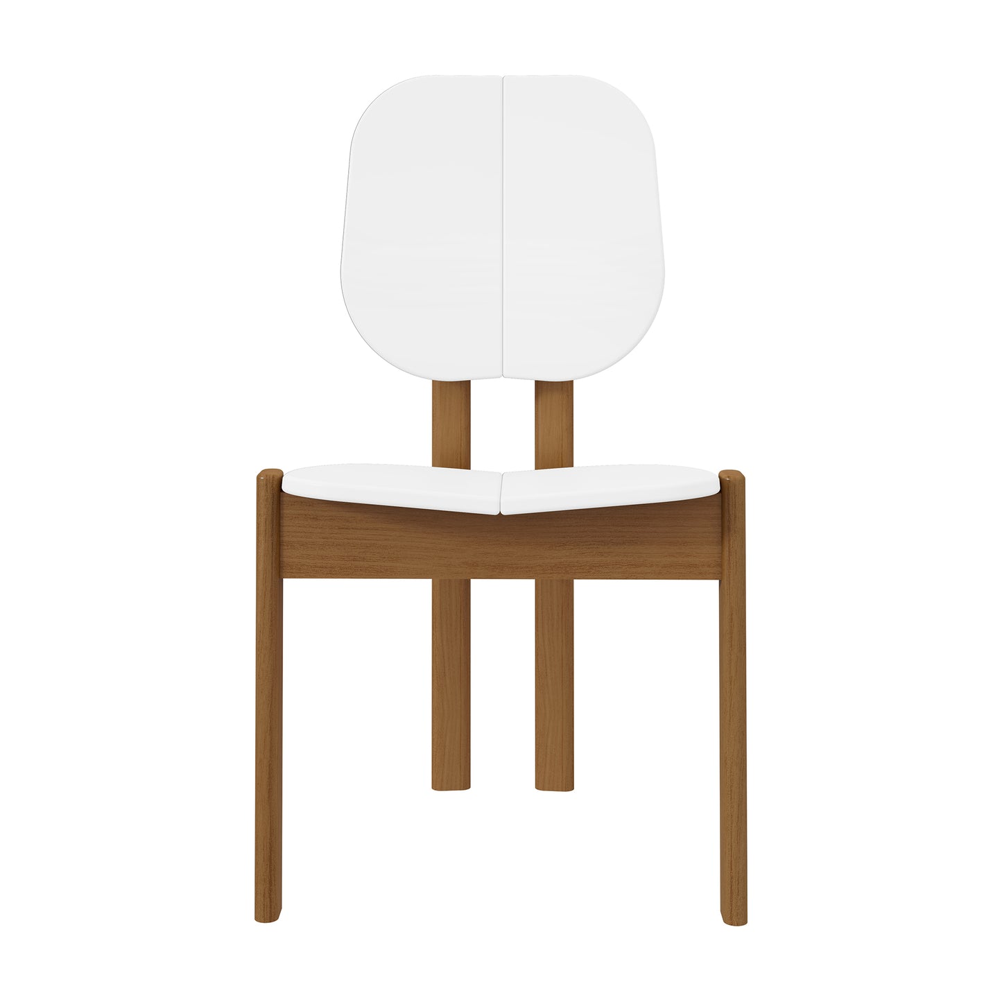 Manhattan Comfort Mid-Century Modern Gales Dining Chair with Solid Wood Legs in White - Set of 4 2-DC-83938-WH