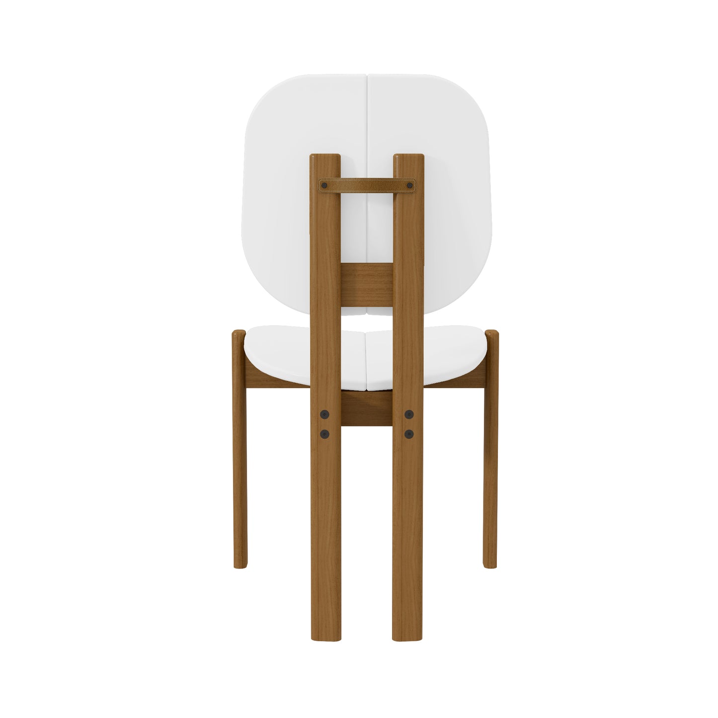 Manhattan Comfort Mid-Century Modern Gales Dining Chair with Solid Wood Legs in White - Set of 4 2-DC-83938-WH