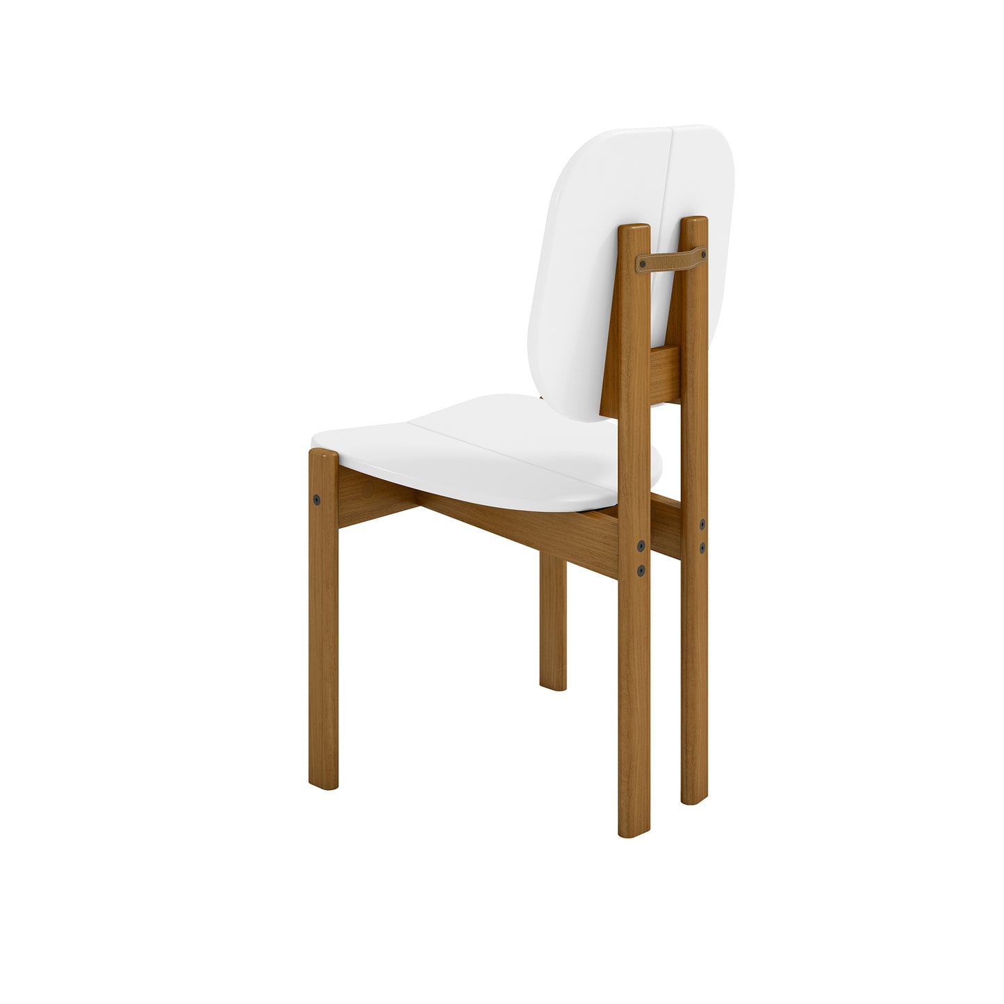 Manhattan Comfort Mid-Century Modern Gales Dining Chair with Solid Wood Legs in White - Set of 4 2-DC-83938-WH