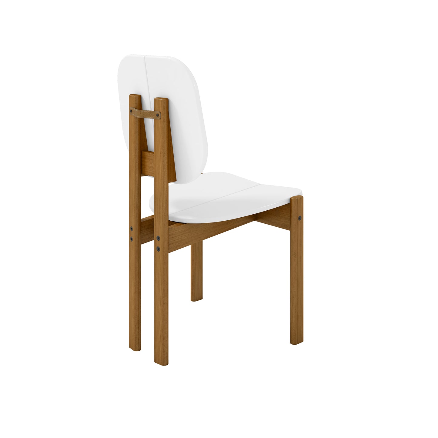 Manhattan Comfort Mid-Century Modern Gales Dining Chair with Solid Wood Legs in White - Set of 4 2-DC-83938-WH