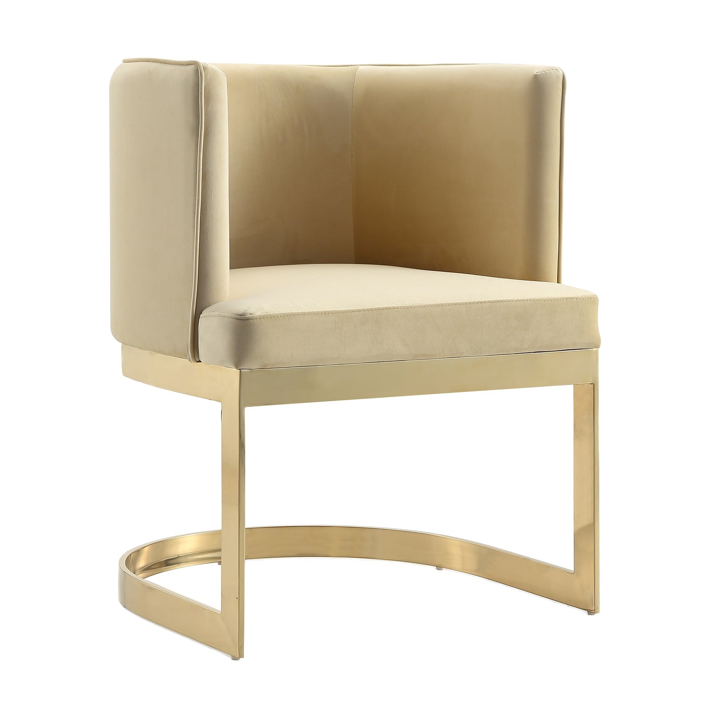 Manhattan Comfort Aura Sand and Polished Brass Velvet Dining Chair (Set of 2) 2-DC026-SD