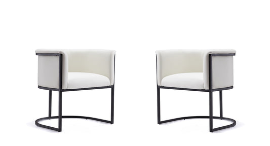 Manhattan Comfort Cosmopolitan White and Black Faux Leather Dining Chair (Set of 2) 2-DC044-WH