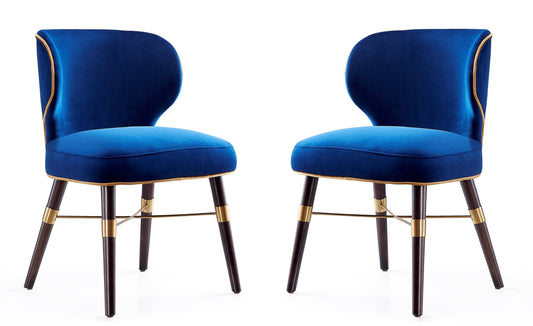 Manhattan Comfort Strine Royal Blue Velvet Dining Chair (Set of 2) 2-DC045-BL