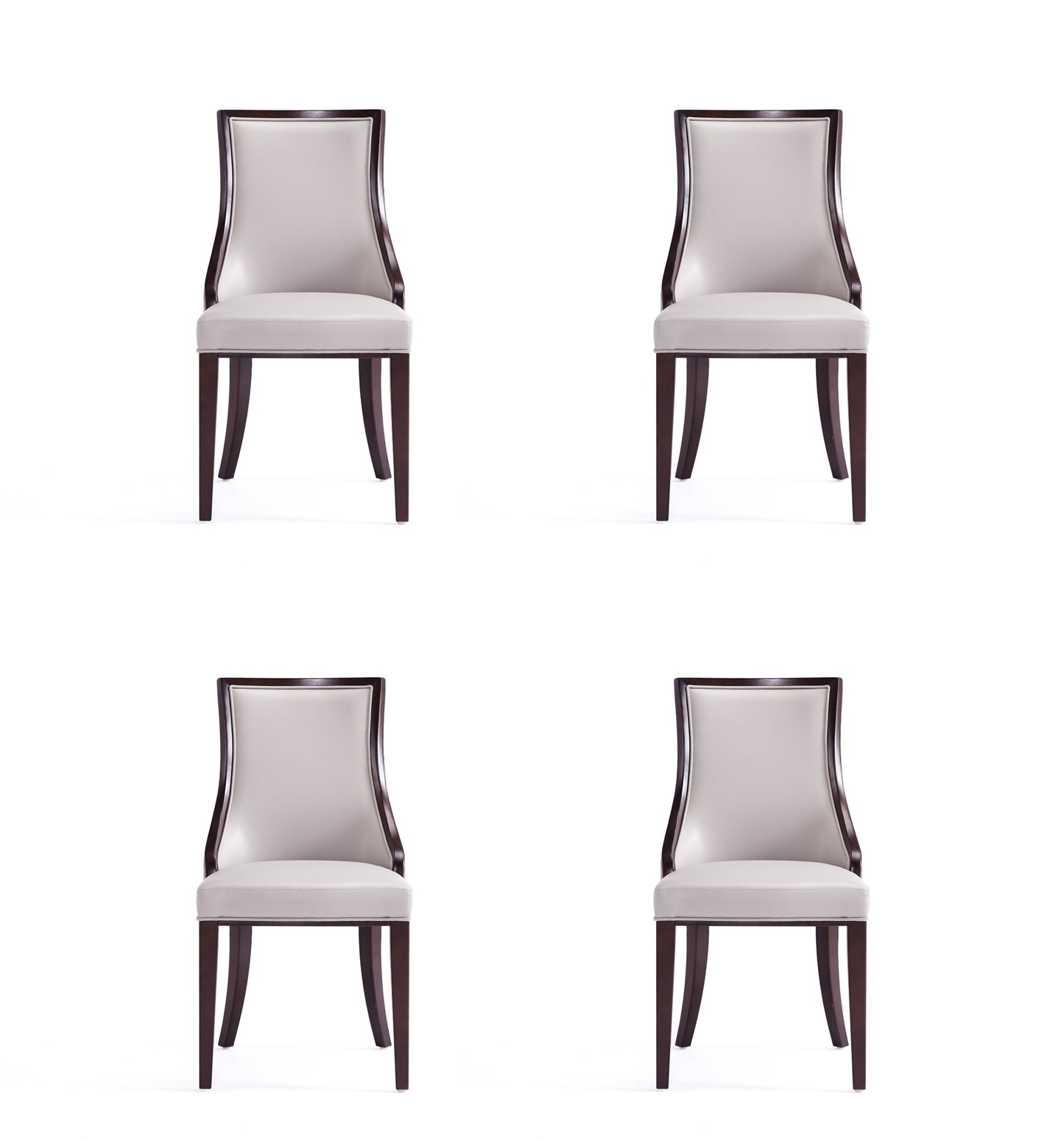 Manhattan Comfort Grand Faux Leather Dining Chairs - Set of 4 in Light Grey 2-DC048-LG