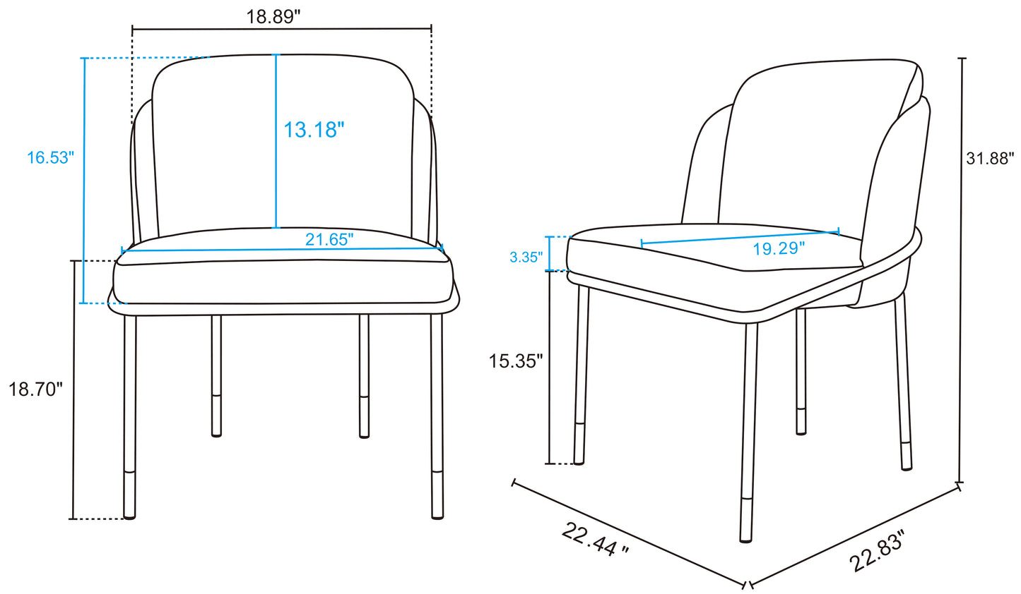 Manhattan Comfort Flor Fabric Dining Chair - Set of 2 in Wheat 2-DC052-WT