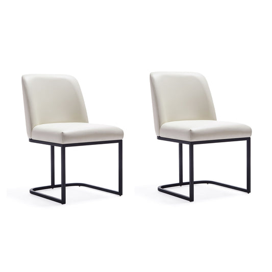 Manhattan Comfort Serena Faux Leather Dining Chair in Cream (Set of 2) 2-DC056-CR