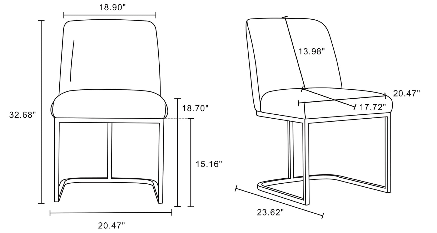 Manhattan Comfort Serena Faux Leather Dining Chair in Cream (Set of 2) 2-DC056-CR