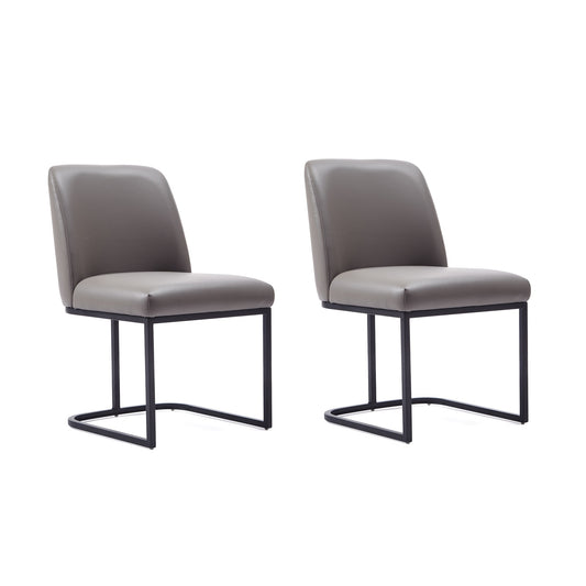 Manhattan Comfort Serena Faux Leather Dining Chair in Grey (Set of 2) 2-DC056-GY