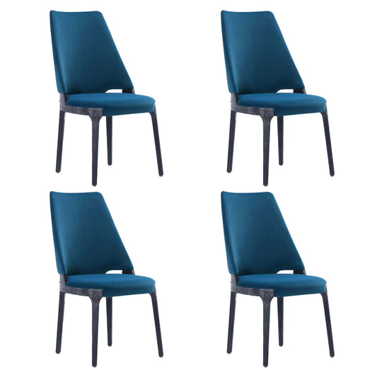 Manhattan Comfort Kara Modern Velvet Upholstered Dining Chair in Blue - Set of 4 2-DC057-BL