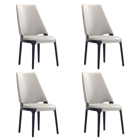 Manhattan Comfort Kara Modern Leatherette and Velvet Upholstered Dining Chair  in Light Grey- Set of 4 2-DC057-LG