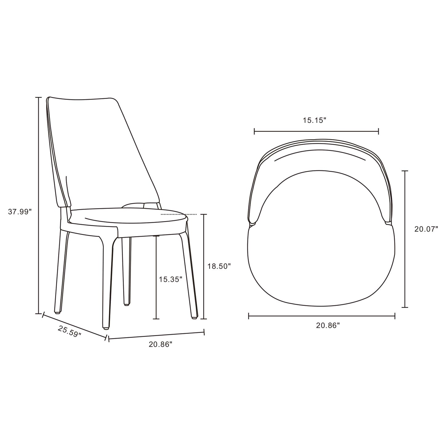 Manhattan Comfort Kara Modern Leatherette and Velvet Upholstered Dining Chair  in Light Grey- Set of 4 2-DC057-LG