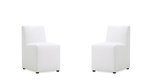 Manhattan Comfort Anna Modern Square Faux Leather Dining Chair in Cream (Set of 2) 2-DC058-CR