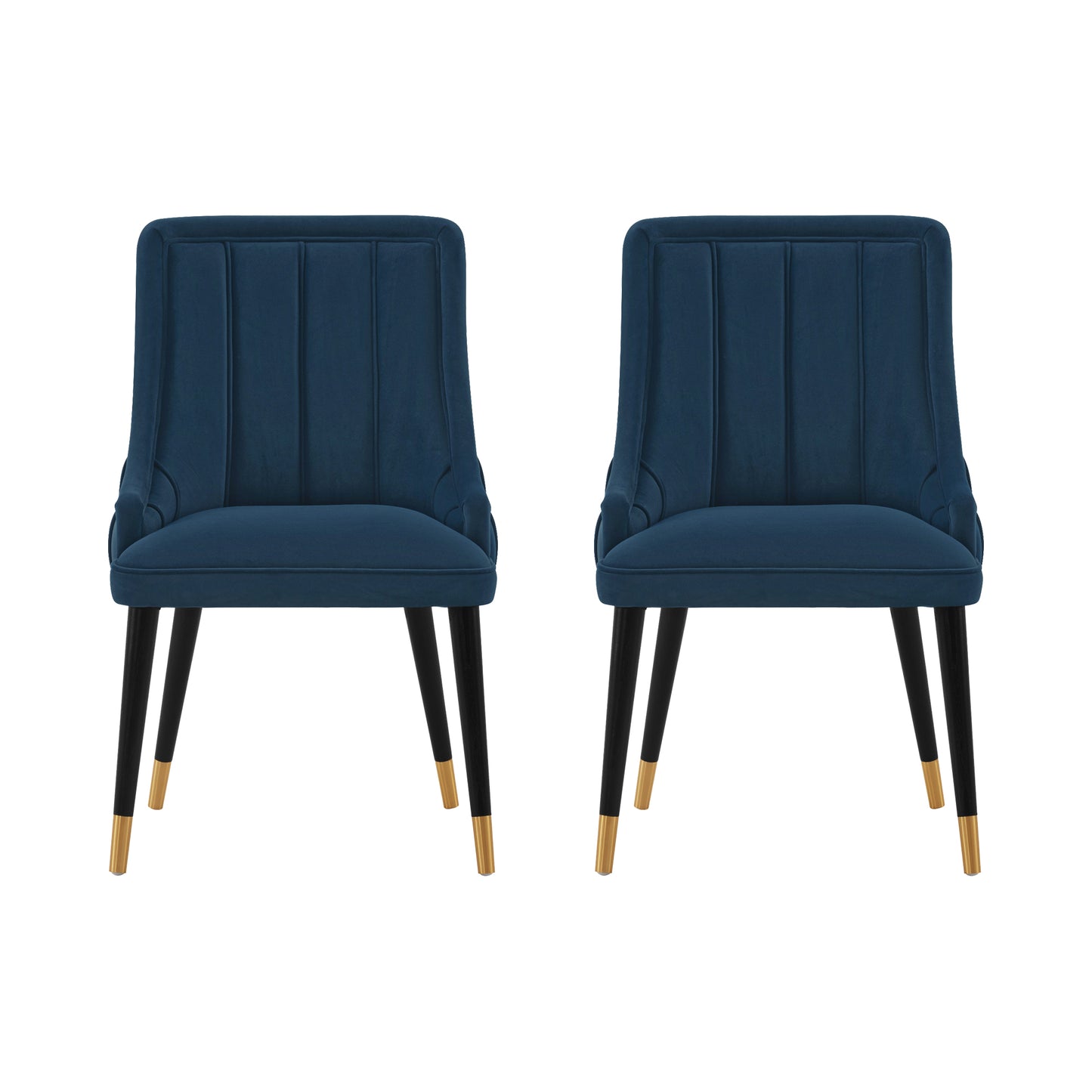 Manhattan Comfort Modern Eda Velvet Dining Chair in Midnight Blue- Set of 2 2-DC073-BL