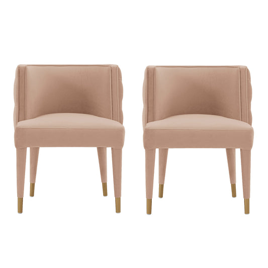 Manhattan Comfort Modern Maya Tufted Velvet Dining Chair in Nude  - Set of 2 2-DC079-ND