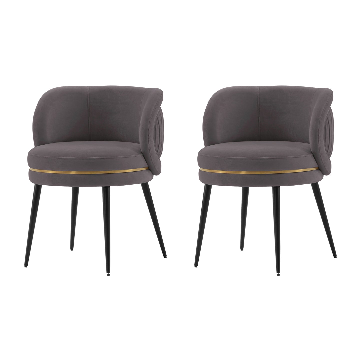 Manhattan Comfort Modern Kaya Pleated Velvet Dining Chair in Grey - Set of 2 2-DC080-GY