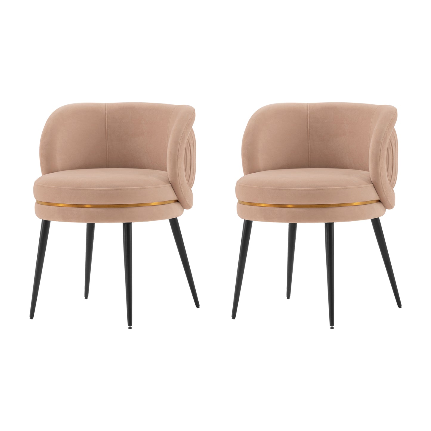 Manhattan Comfort Modern Kaya Pleated Velvet Dining Chair in Nude - Set of 2 2-DC080-ND