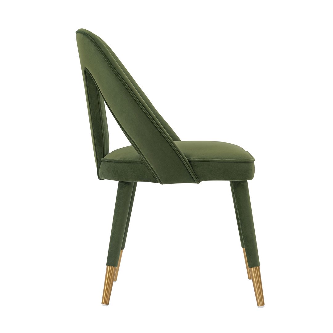 Manhattan Comfort Modern Neda Velvet  Dining Chair in Olive Green - Set of 2