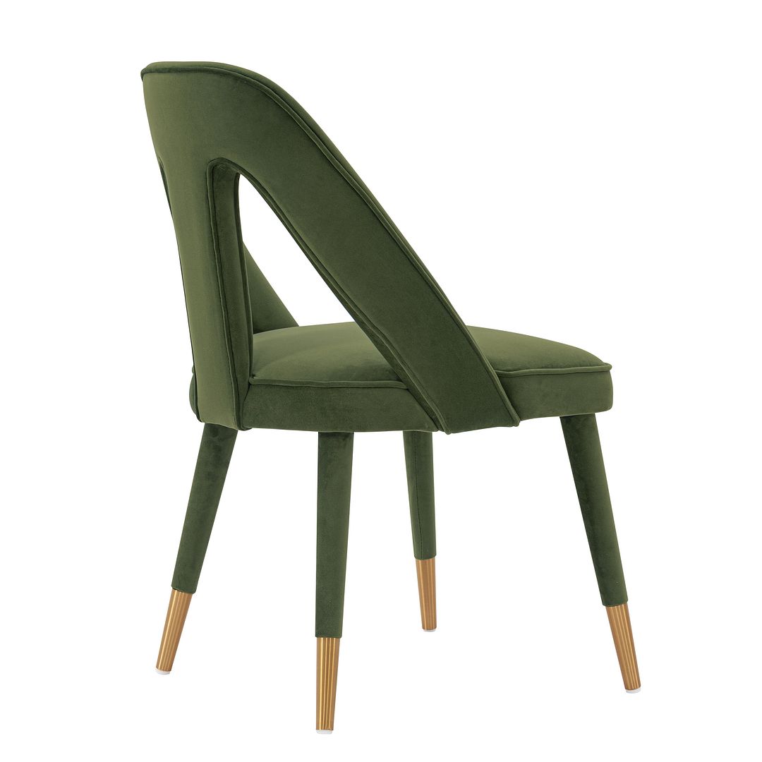 Manhattan Comfort Modern Neda Velvet  Dining Chair in Olive Green - Set of 2