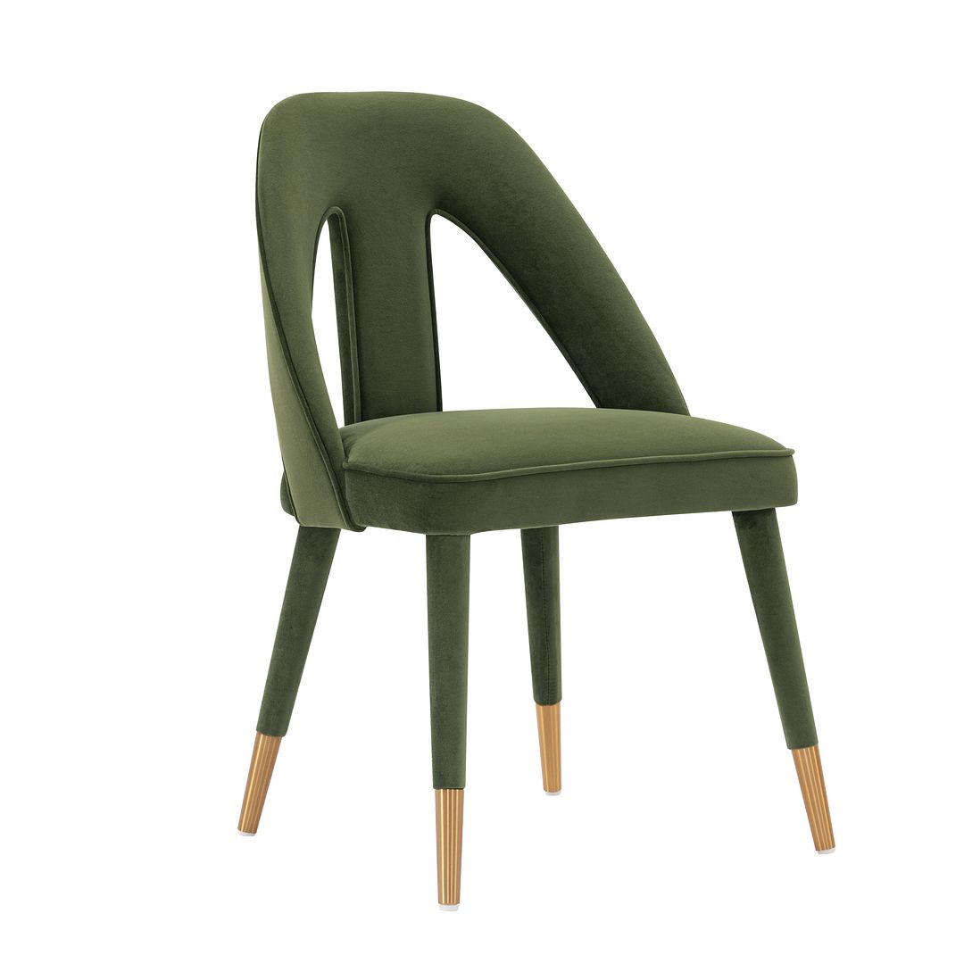 Manhattan Comfort Modern Neda Velvet  Dining Chair in Olive Green - Set of 2