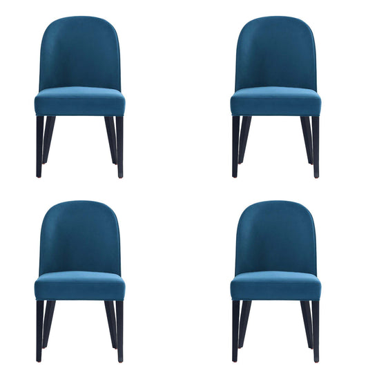 Manhattan Comfort Hillman Modern Velvet Upholstered Dining Chair in Blue  - Set of 4 2-DC087-BL