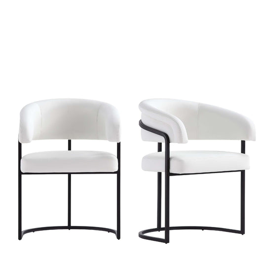 Manhattan Comfort Augusta Modern Leatherette Upholstered Dining Chair in White - Set of 2 2-DC094-WH