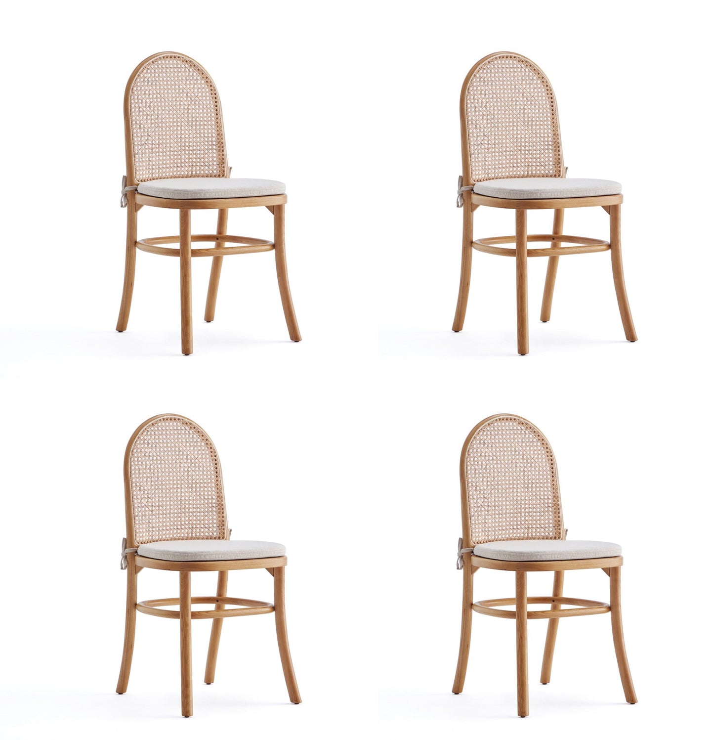 Manhattan Comfort Paragon Dining Chair 1.0 with Cream Cushions in Nature and Cane - Set of 4 2-DCCA05-OM