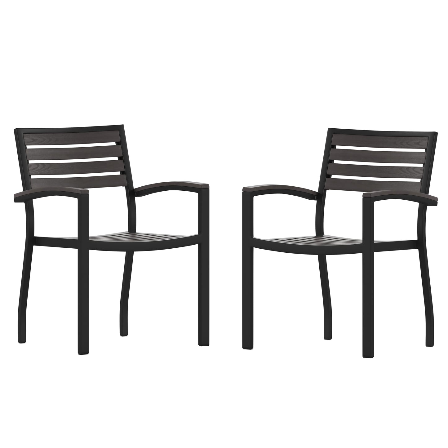 Set of 2 Fully Assembled Stackable Outdoor Patio Dining Chairs