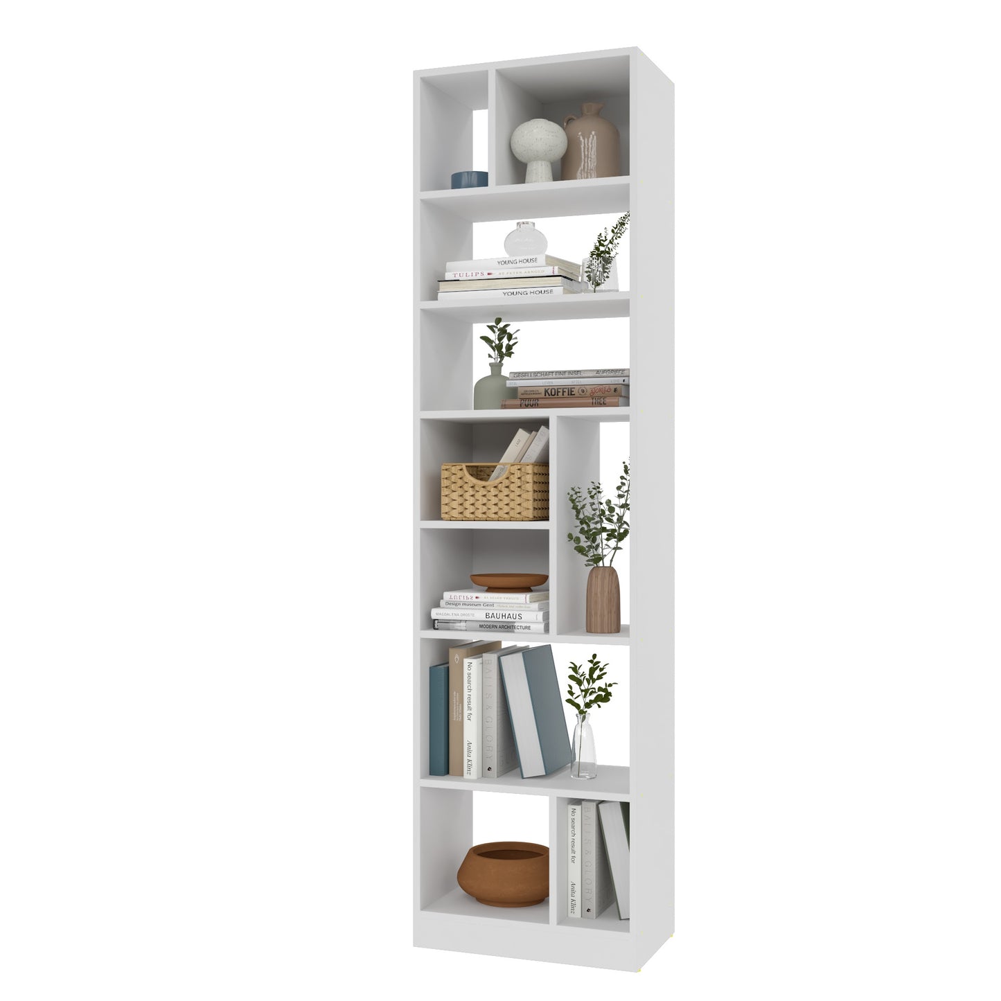 Manhattan Comfort Durable Valenca Bookcase 4.0 with 10-Shelves in White 22AMC6