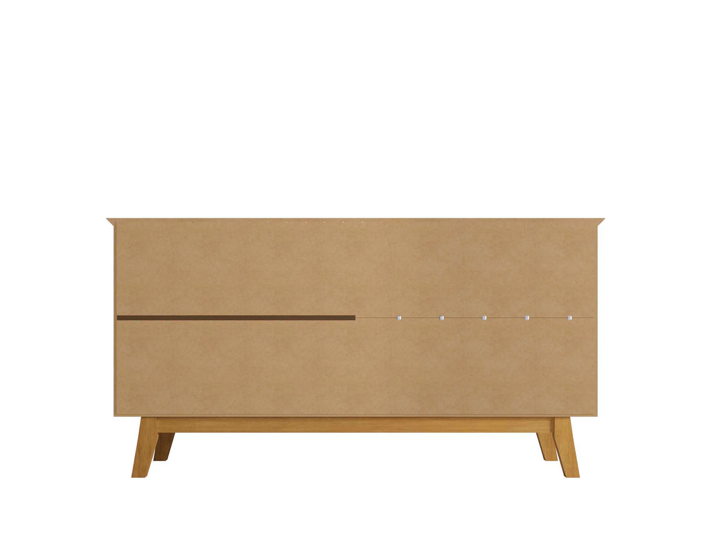 Manhattan Comfort Yonkers 62.99 Sideboard with Solid Wood Legs and 2 Cabinets in Off White and Cinnamon 232BMC12