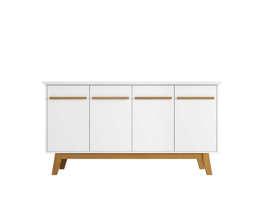 Manhattan Comfort Yonkers 62.99 Sideboard with Solid Wood Legs and 2 Cabinets in White 232BMC6