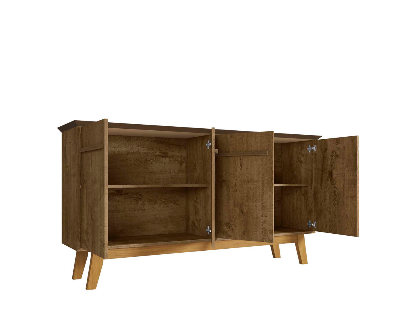 Manhattan Comfort Yonkers 62.99 Sideboard with Solid Wood Legs and 2 Cabinets in Rustic Brown 232BMC9