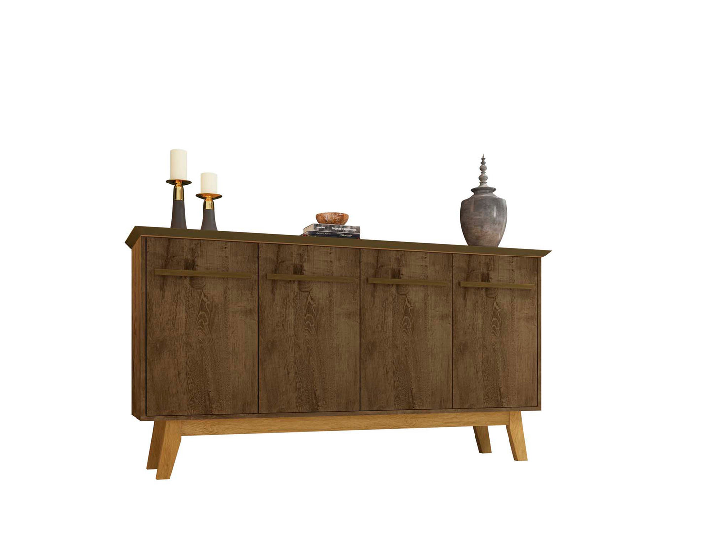 Manhattan Comfort Yonkers 62.99 Sideboard with Solid Wood Legs and 2 Cabinets in Rustic Brown 232BMC9