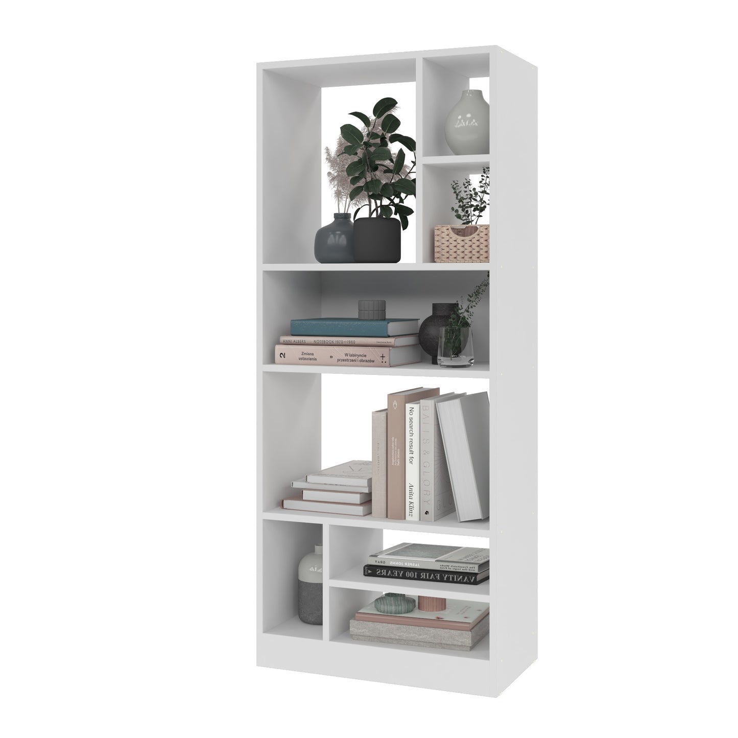 Manhattan Comfort Durable Valenca Bookcase 3.0 with 8-Shelves in White 23AMC6