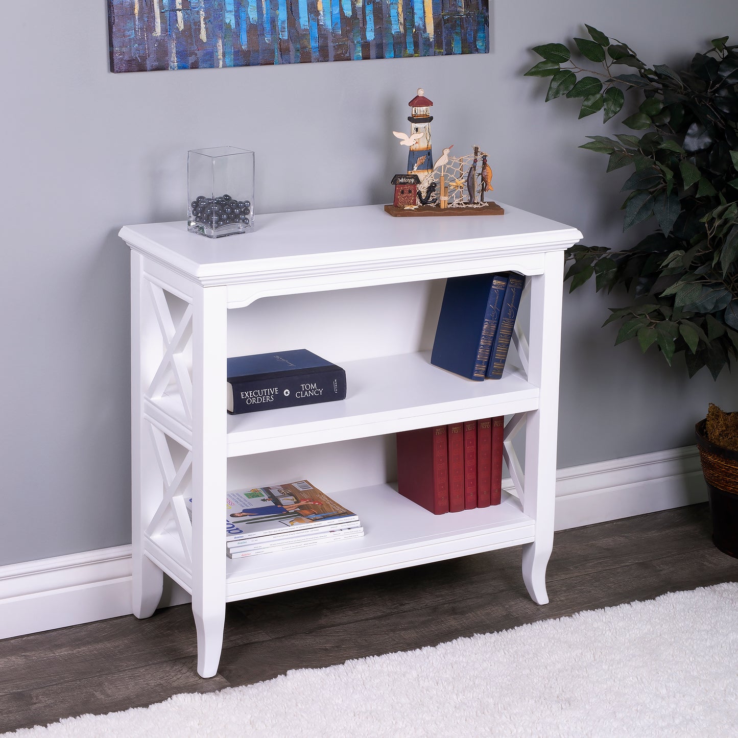 Newport 32"W 2 Shelf Bookcase in White  3044304