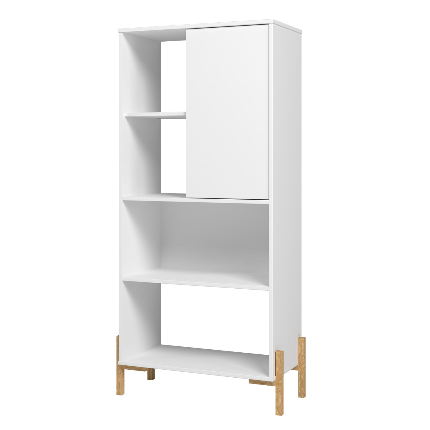 Manhattan Comfort Bowery Bookcase with 5 Shelves in White and Oak 308AMC157