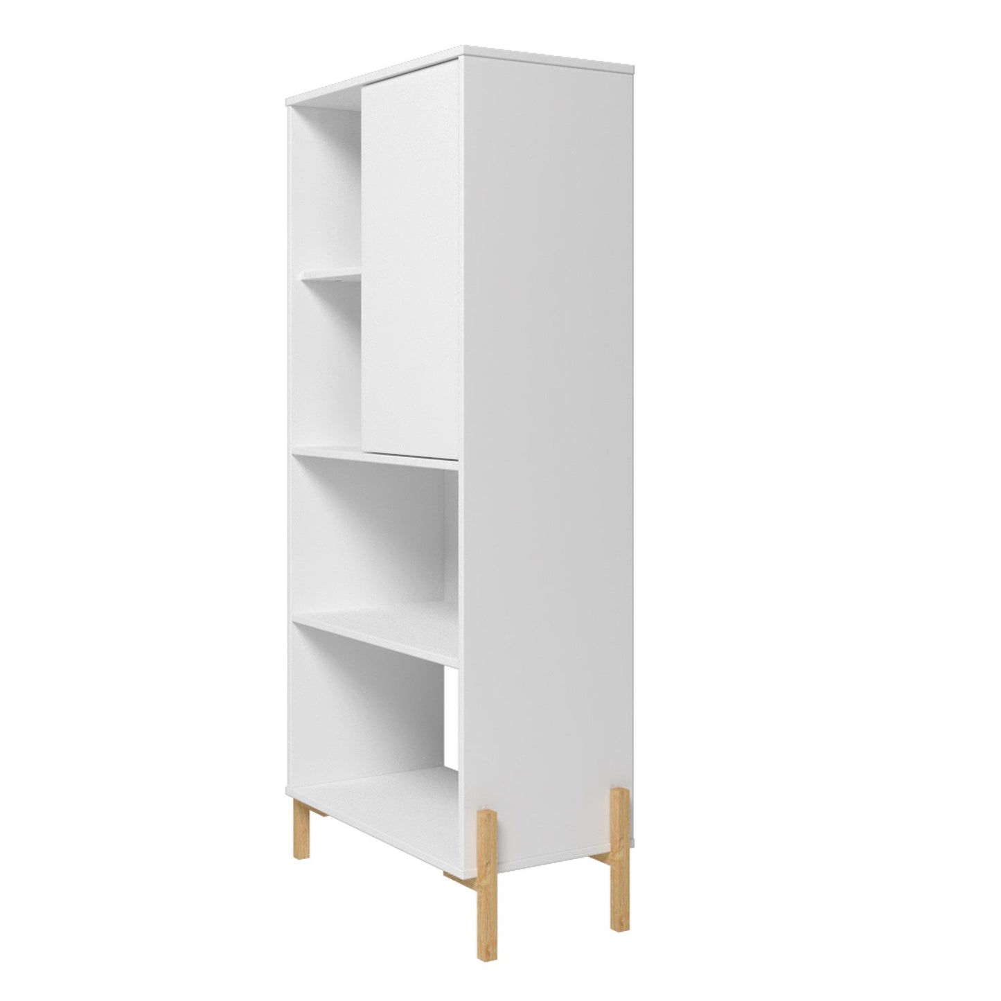 Manhattan Comfort Bowery Bookcase with 5 Shelves in White and Oak 308AMC157